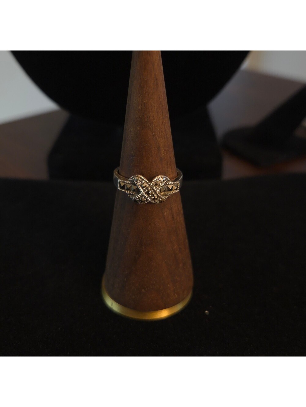 Vintage Size 7 Sterling and Marcasite Crossed Ring